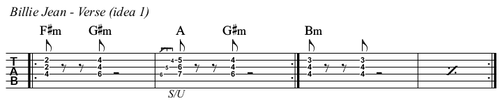 Billie Jean chords and TAB, verse idea 1.