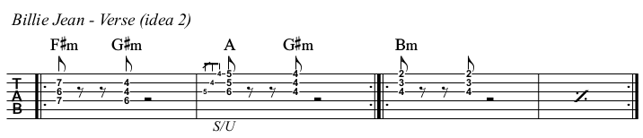 Billie Jean chords and TAB, verse idea 2.