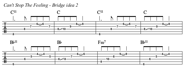 Can't Stop The Feeling chords and TAB, bridge idea 2.