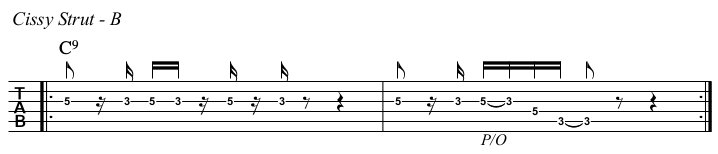 Cissy Strut chords and TAB, B section.