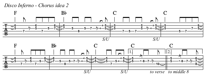 Disco Inferno chords and TAB, chorus idea 2.