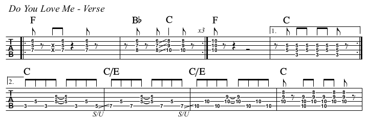 Do You Love Me chords and TAB, verse idea.