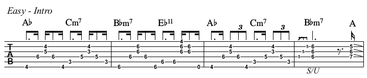 Easy chords and TAB, intro.