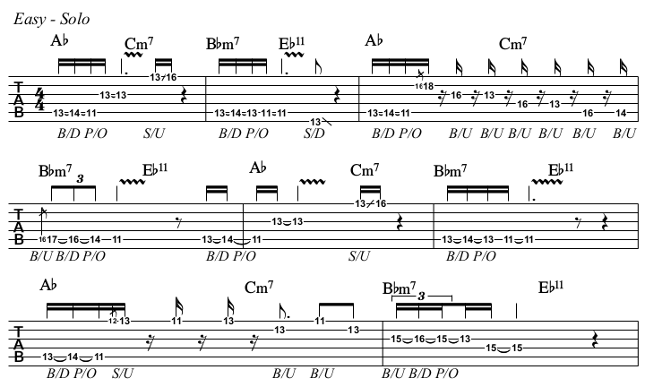 Easy chords and TAB, solo.