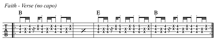 Faith chords and TAB, verse.