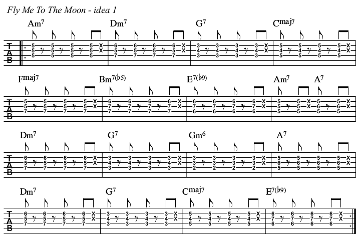 Fly Me To The Moon chords and TAB, idea 1.