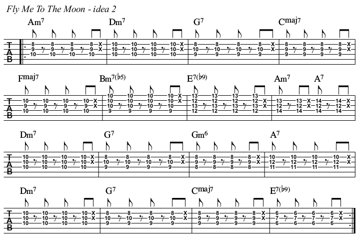 Fly Me To The Moon chords and TAB, idea 2.