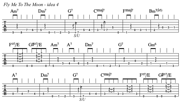 Fly Me To The Moon chords and TAB, idea 4.