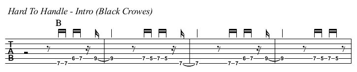 Hard To Handle (Black Crows) chords and TAB, intro.