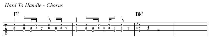 Hard To Handle (Otis Redding) chords and TAB, chorus.