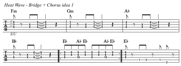 Heat Wave chords and TAB, chorus idea 1.