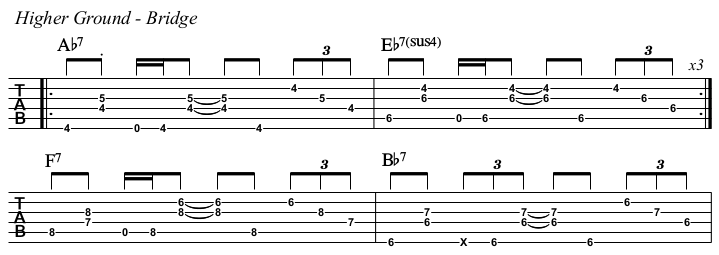 Higher Ground chords and TAB, bridge.