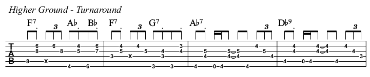 Higher Ground chords and TAB, turnaround.