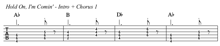 Hold On I'm Coming chords and TAB, intro and chorus 1.