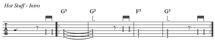 Hot Stuff chords and TAB, intro.