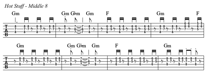 Hot Stuff chords and TAB, middle 8.