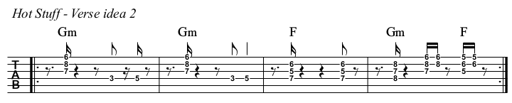Hot Stuff chords and TAB, verse idea 2.
