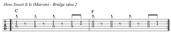 How Sweet It Is (To Be Loved By You) Marvin Gaye chords and TAB, bridge idea 2.