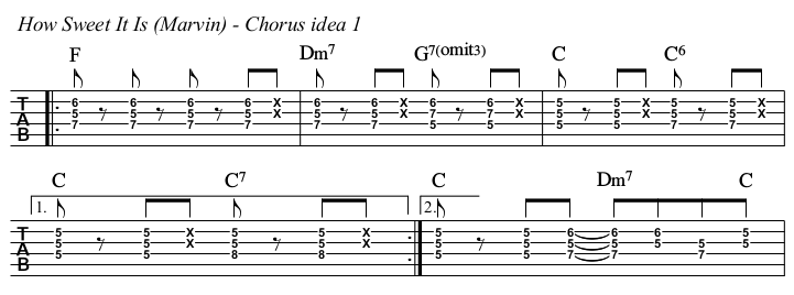 How Sweet It Is (To Be Loved By You) Marvin Gaye chords and TAB, chorus idea 1.