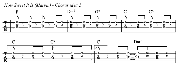 How Sweet It Is (To Be Loved By You) Marvin Gaye chords and TAB, chorus idea 2.