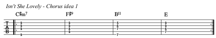 Isn't She Lovely chords and TAB, chorus idea 1.