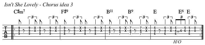 Isn't She Lovely chords and TAB, chorus idea 3.