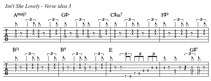 Isn't She Lovely chords and TAB, verse idea 3.