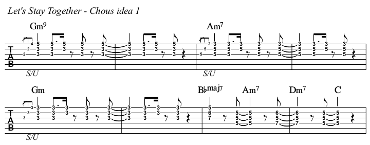 Let's Stay Together chords and TAB, chorus idea 1.