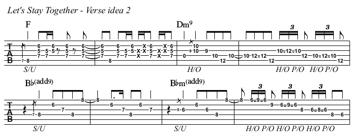 Let's Stay Together chords and TAB, verse idea 2.