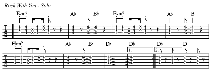 Rock With You chords and TAB, solo.