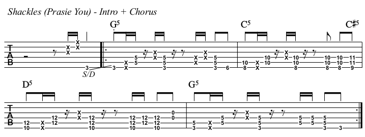 Shackles (Praise You) TAB, intro and chorus.