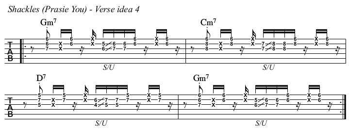 Shackles (Praise You) chords and TAB, verse idea 4.