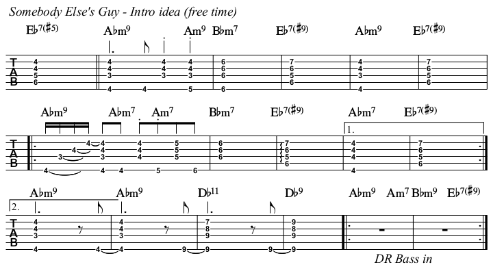 Somebody Else's Guy chords and TAB, Intro.