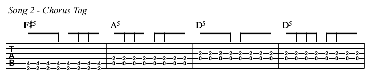 Song 2 chords and TAB, chorus tag.