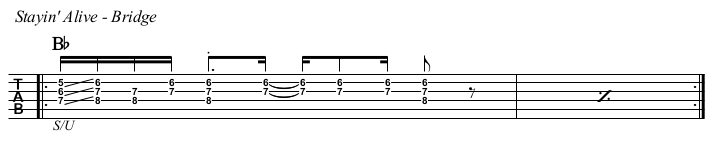 Stayin Alive chords and TAB, bridge.