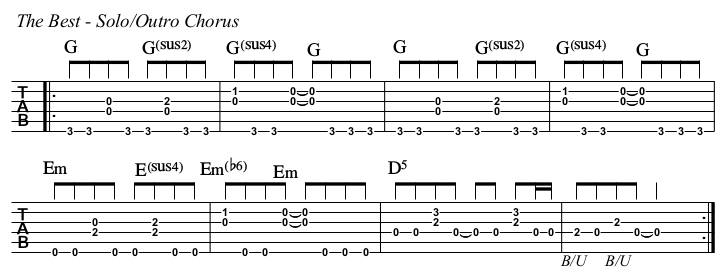 The Best chords and TAB, solo and outro.