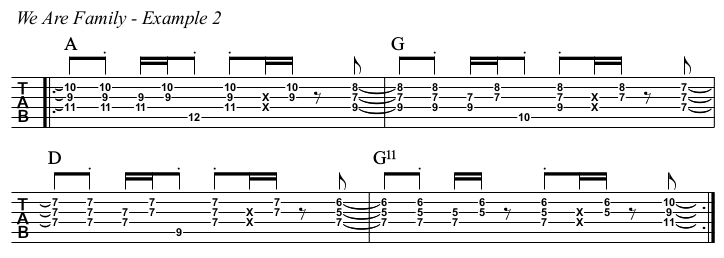 We Are Family chords and TAB, example 2.
