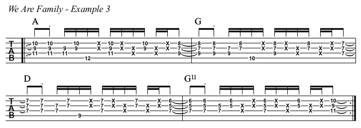 We Are Family chords and TAB, example 3.