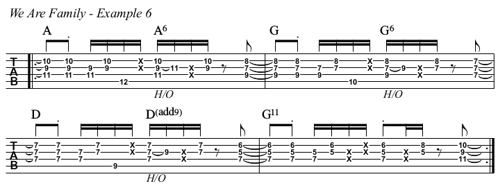 We Are Family chords and TAB, example 6.