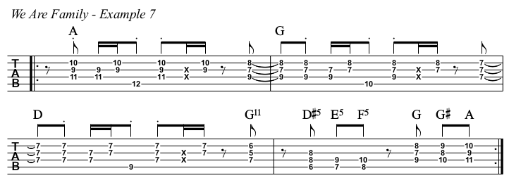 We Are Family chords and TAB, example 7.
