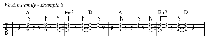 We Are Family chords and TAB, example 8.