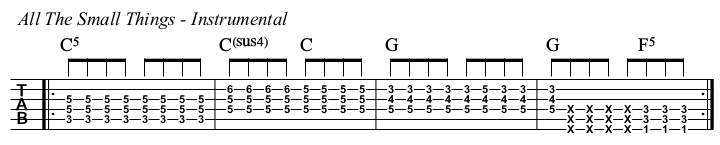 All The Small Things chords and TAB, instrumental.