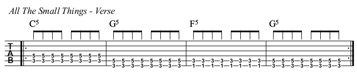 All The Small Things chords and TAB, verse.