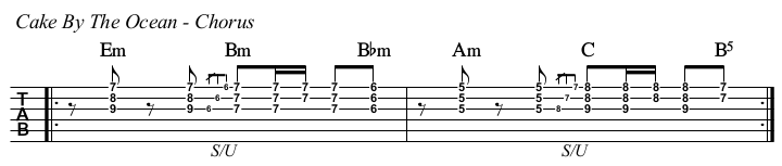 Cake By The Ocean chords and TAB, chorus.