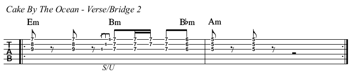 Cake By The Ocean chords and TAB, verse and bridge