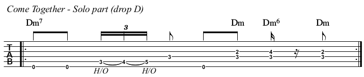 Come Together chords and TAB, solo comping.