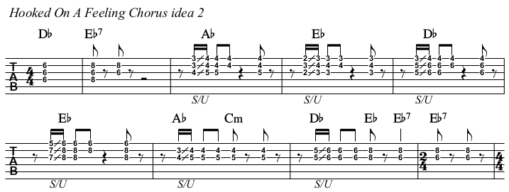 Hooked On A Feeling chords and TAB, chorus idea 2.