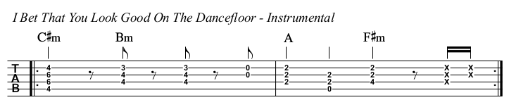 I Bet That You Look Good On The Dancefloor chords and TAB, isntrumental.