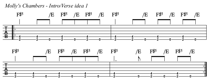 Molly's Chambers chords and TAB, verse 1.