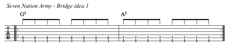Seven Nation Army chords and TAB, bridge 1.